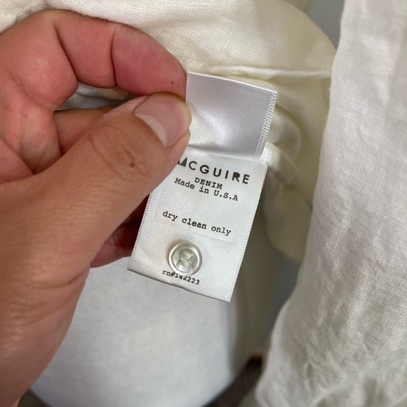 Mcguire Denim White 100% Linen Peasant Bubble Sleeves Lace Button Up Shirt S - Picture 10 of 13